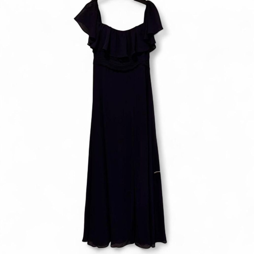 Blue Maxi Formal Dress 8 Ruffle Sleeve Off Shoulder HOCO Eveningwear Wedding - Picture 2 of 7